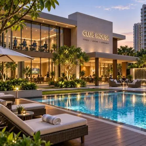 Master clubhouse and lifestyle environment at Godrej Golf Links, Greater Noida