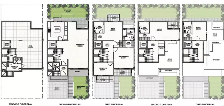 Godrej Exquisite villa floor plan V2 V3 V4 V5 at Godrej Golf Links Sector 27 Greater Noida